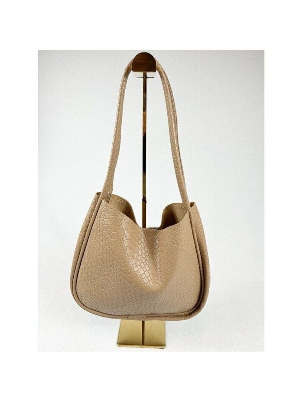 Vintage-Style Tan Woven Shoulder Bag – New Without Tags - Picture 4 of 5